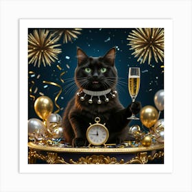 Leonardo Phoenix 10 A Regal Black Cat With Piercing Green Eyes 0 Art Print