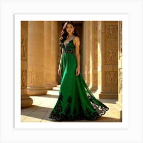 Woman In A Green Dress 2 Art Print