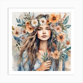 Art Boho Crown Roses 1 Art Print