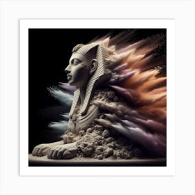 Sculpture of stone and sand in a Sphinx shape Art Print