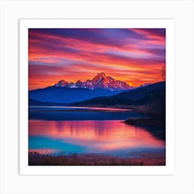 Sunset Over The Mountains Art Print