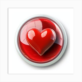 Red Heart On A White Background 1 Art Print