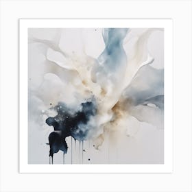 Abstract Minimalist Painting That Represents Duality, Mix Between Watercolor And Oil Paint, In Shade (35) Art Print