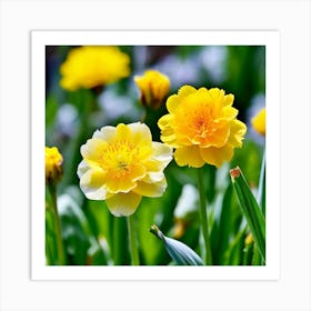 Garden Blossom Summer Grass Bloom Green Buttercup Meadow Field Spring Beautiful Yellow B Art Print