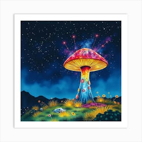 Mushroom In The Night Sky 3 Art Print