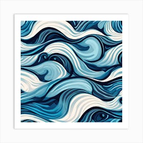 Pattern Ocean Waves Arctic Ocean Blue Nature Sea Art Print