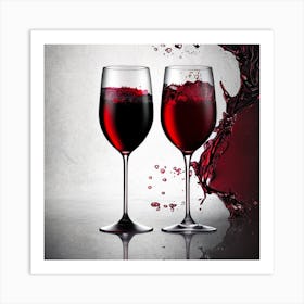 Two Glasses Of Red Wine 3 Art Print