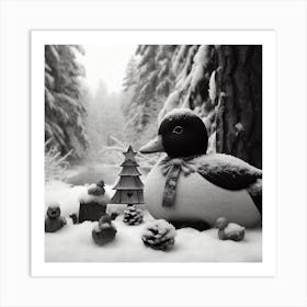 Black And White Christmas Art Print