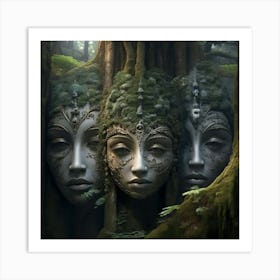 Three Faces In The Forest Art Print