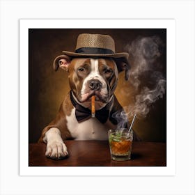 Dog Smoking A Cigar Art Print