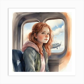 Girl In A Plane Art Print