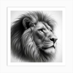 Lion Head drawing in charcoal 1 Art Print