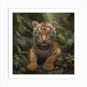 Tiger cub in Jungle Art Print