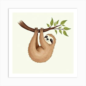 Sloth Hanging On A Branch Art Print