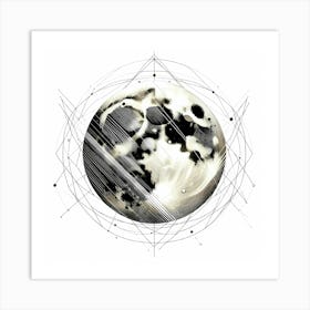 Earth Globe - Abstract Line Art Illustration 111 Art Print