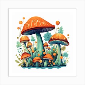 Colorful Mushrooms 1 Art Print