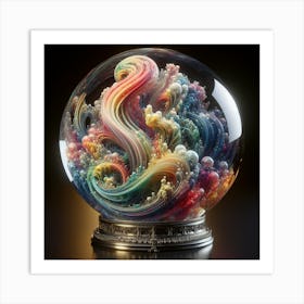 Crystal Ball Colorful Water Moving Inside It Art Print