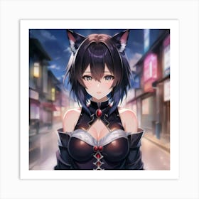 Anime Girl With Cat Ears Art Print