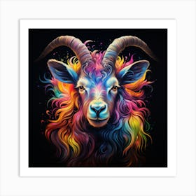 Colourful Rainbow Goat 2 Art Print