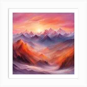 Sunset In The Mountains Art Print