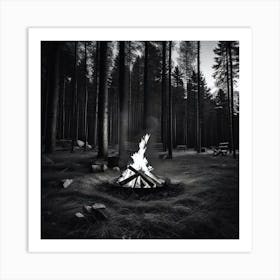 Campfire In The Woods 2 Art Print