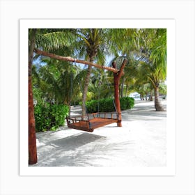 Swing On The Beach Paradise Maldives Art Print