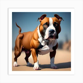 Bull Dog Standing On The Beach Art Print