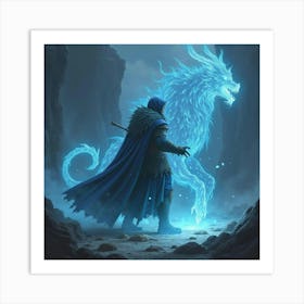 A Warrior Summoning Spectral Beasts With Glowing Runes 1 Art Print