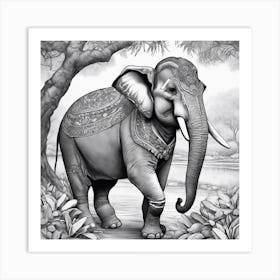 Elephant In The Forest Art Print