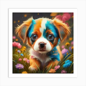 Puppy In The Meadow Art Print