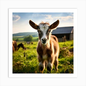 Field Domestic Agriculture Cute Nature Beautiful Rural Herd Farming Animal Farm Farm Anim (2) Art Print