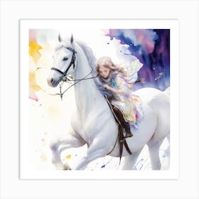 Fairy On A White Horse Art Print