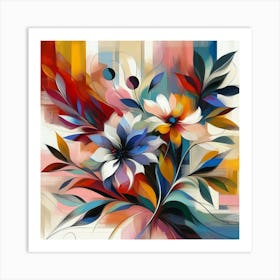 Abstract Floral Composition With Bold Brushstrokes And Vivid Colors, Style Abstract Expressionism 2 Art Print