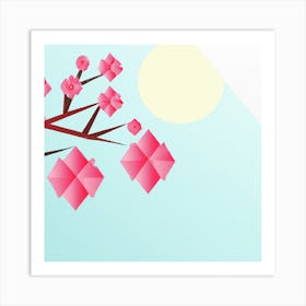 Cherry Blossom Origami Art Print