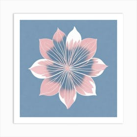 A White And Pink Flower In Minimalist Style Square Composition 697 Art Print