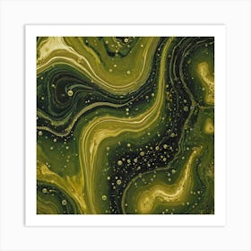 olive gold abstract wave art 6 Art Print