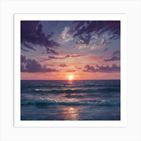 Sunset Over The Ocean 4 Art Print