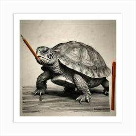 Pencil Drawing Turtle Art Print