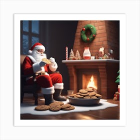 Santa Claus Eating Cookies 21 Art Print