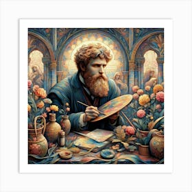 Artist At His Easel Art Print