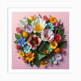 Watercolor paper flowers 6 Art Print