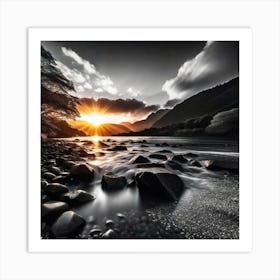 Sunrise Over A River Art Print