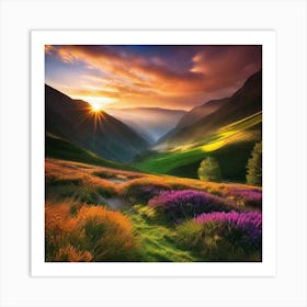 Sunset In The Mountains 40 Art Print