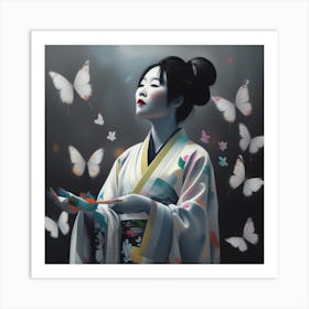 Japanese Woman  Oil Painting Art Print