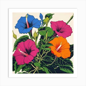 Morning Glory 1 Pop Art Illustration Square Art Print