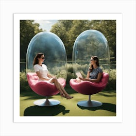 Two Women Sitting In Chairs Art Print