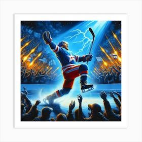 Abstract Hockey Player Art Print