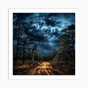 Lightning In The Woods Art Print