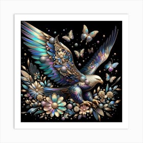 Eagle With Butterflies Art Print