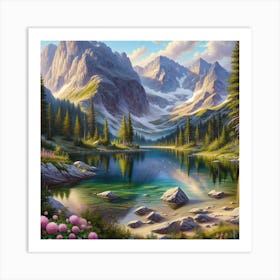 Lake In The Mountains Art Print